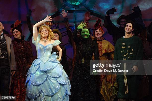 Helen Dallimore, Kerry Ellis and Adam Garcia perform on stage during the opening night of when actress Kerry Ellis takes over from Idina Menzel as...