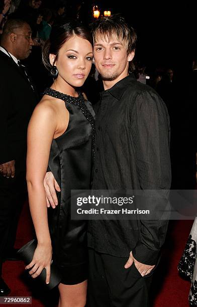 Singer Aaron Carter and Kaci Brown arrives at the 33rd Annual People's Choice Awards held at the Shrine Auditorium on January 9, 2007 in Los Angeles,...