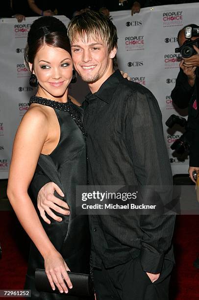 Singer Aaron Carter and Kaci Brown arrive at the 33rd Annual People's Choice Awards held at the Shrine Auditorium on January 9, 2007 in Los Angeles,...