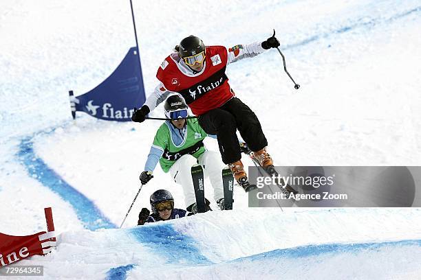 Magdalena Iljans from Sweden in 1st place and Valentine Scuotto from France in 2nd place during the FIS World Cup Womens Freestyle on January 10,...