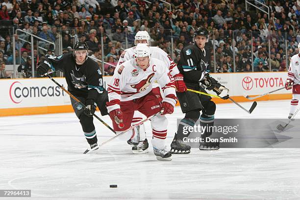 Shane Doan of the Phoenix Coyotes skates during a game against the San Jose Sharks on December 28, 2006 at the HP Pavilion in San Jose, California....