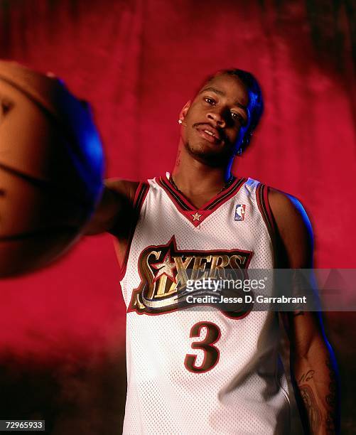 Allen Iverson of the Philadelphia 76ers poses for a portrait during the 2000 NBA season in Philadelphia, Pennsylvania. NOTE TO USER: User expressly...