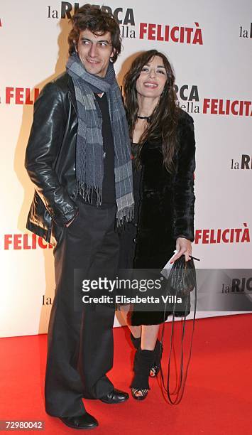 Italian actress Sabrina Impacciatore and director Giovanni La Parola attend the 'Pursuit Of Happyness' premiere at the Auditorium Conciliazione on...