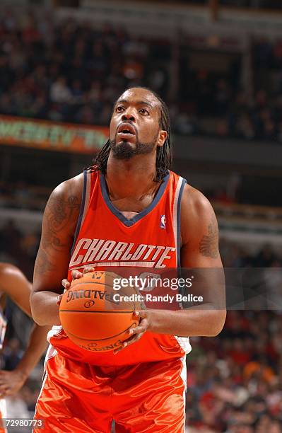 Melvin Ely of the Charlotte Bobcats prepares to shoot a free throw during a game against the Chicago Bulls at the United Center on December 23, 2006...