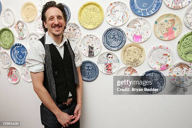 Artist Jeffrey Fulvimari attends his opening reception "A Piece of Fulvimari" at Gallery Hanahou on January 11, 2006 in New York City.