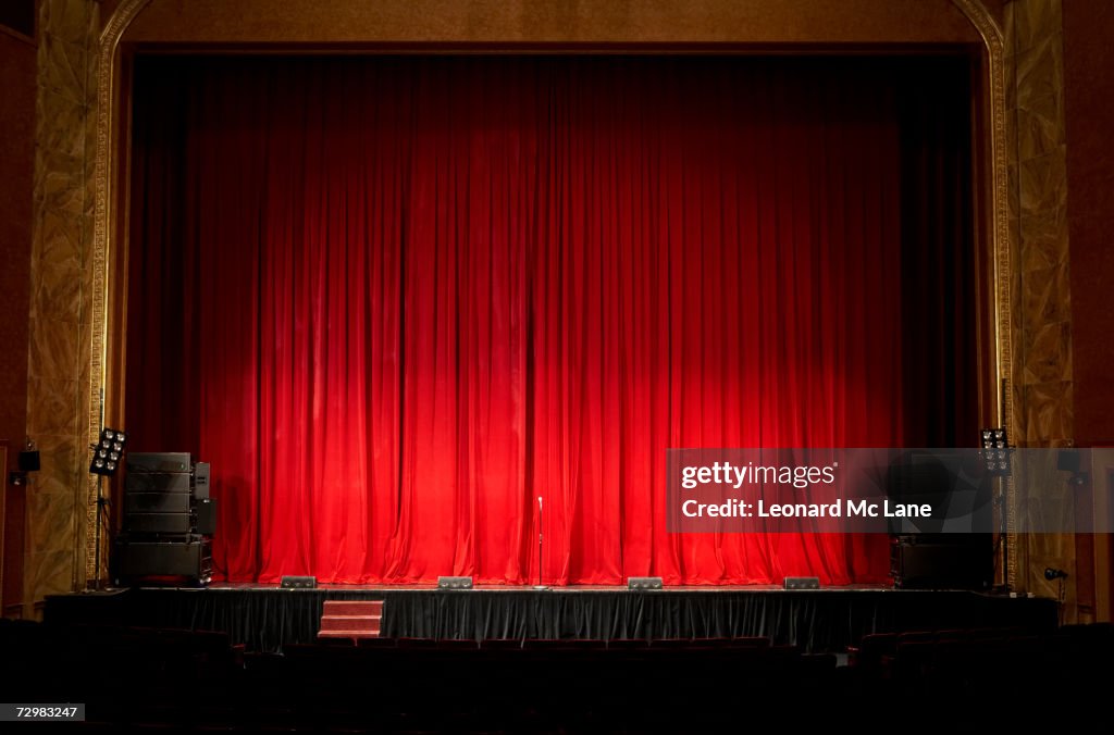 Illuminated empty theatre stage