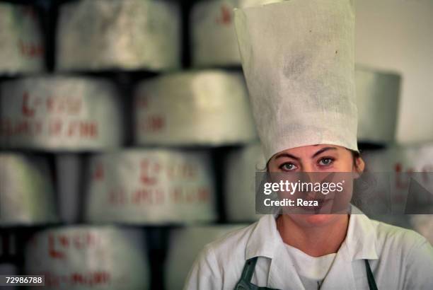 Portrait of an employee on factory boat N?9, where the caviar of the sturgeons caught on the official fishing site Ogonyovka N?9 is processed at...