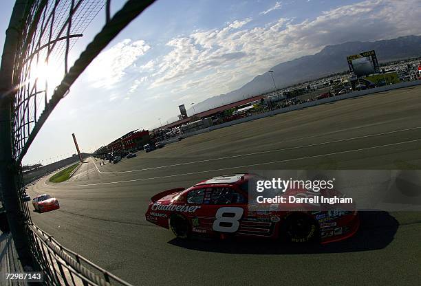 Dale Earnhardt Jr., driver of the Budweiser Chevrolet, drives during the NASCAR Nextel Cup Series Sony HD 500 on September 3, 2006 at California...