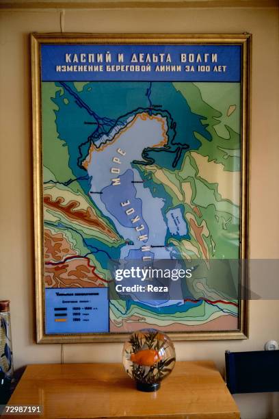 Map shows the Caspian Sea's variations of level during the past century at the National Institute for Research on the Environment of the Caspian Sea...