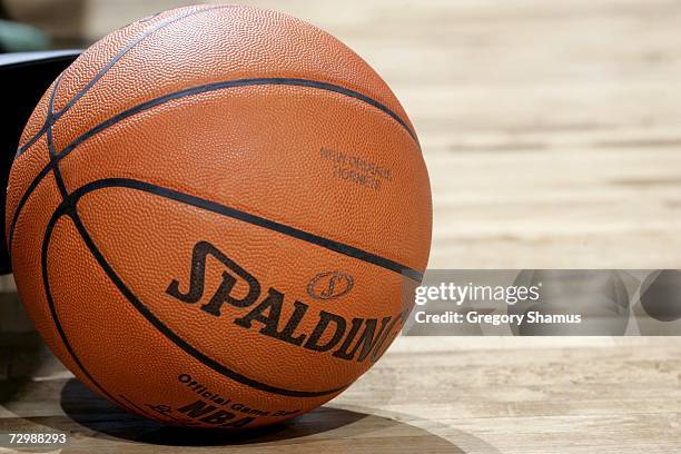 Detail of a basketball during the game beween the Golden State Warriors and the New Orleans/Oklahoma City Hornets at the Ford Center in Oklahoma...