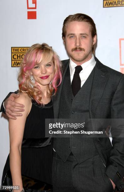 Actress Rachel McAdams and actor Ryan Gosling arrive at the 12th Annual Critics' Choice Awards held at the Santa Monica Civic Auditorium on January...