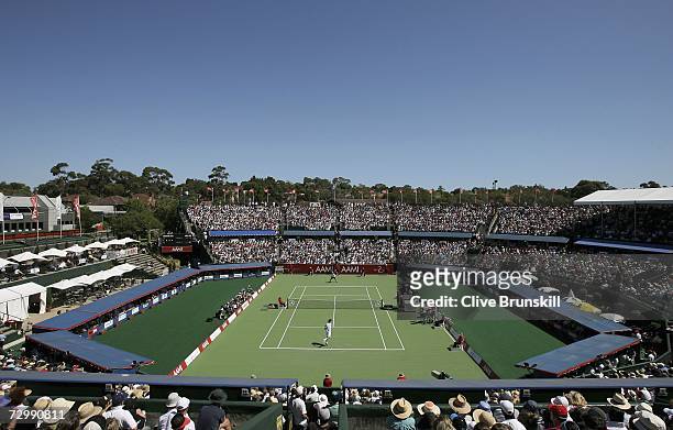 General view during the match between Marat Safin of Russia and Andy Murray of Great Britain for third place during the playoff for third place in...