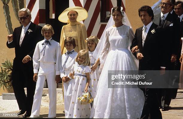 Princess Caroline of Monaco, a member of the Grimaldi family, marries her first husband Philippe Junor in 1978 in Monaco. Princess Caroline married...