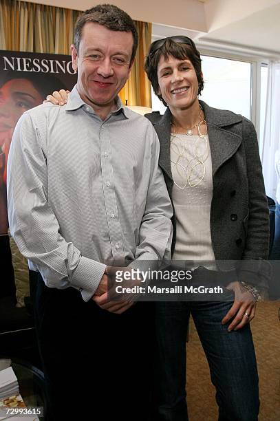 Writer Peter Morgan and his wife at the 2007 World Talent Style lounge held before the 64th Annual Golden Globe Awards at the Beverly Hilton on...