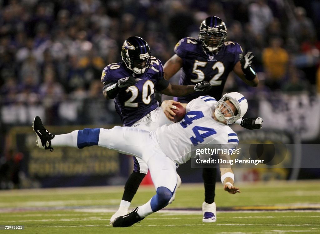 Ed Reed Colts Dallas Clark of the Indianapolis Colts is knocked down by Ed Reed and ...