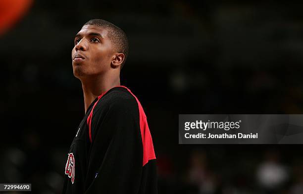 Tyrus Thomas of the Chicago Bulls is seen during warm-ups against the Memphis Grizzlies January 13, 2007 at the United Center in Chicago, Illinois....