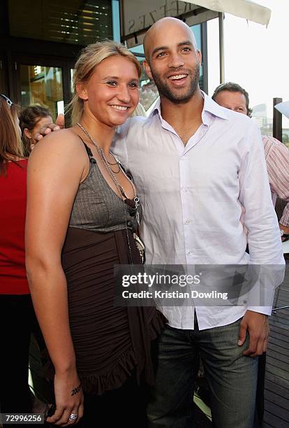 Tennis players Tatiana Golovin of France and James Blake of the USA attend the IMG Tennis Party ahead of the Australian Open, at Breezers at The...