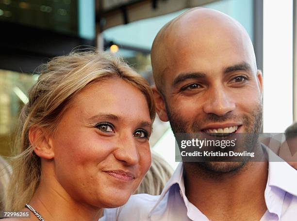 Tennis players Tatiana Golovin of France and James Blake of the USA attend the IMG Tennis Party ahead of the Australian Open, at Breezers at The...