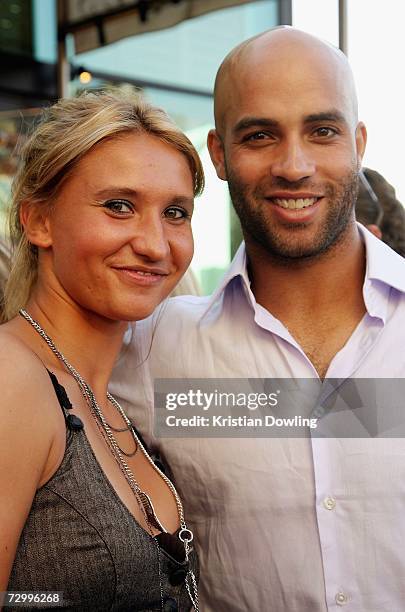 Tennis players Tatiana Golovin of France and James Blake of the USA attend the IMG Tennis Party ahead of the Australian Open, at Breezers at The...