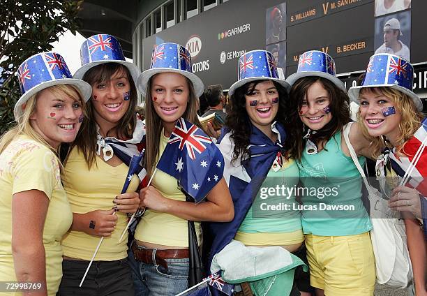 Fans arrive outside Rod Laver Arena on day one of the Australian Open 2007 at Melbourne Park on January 15, 2007 in Melbourne, Australia.