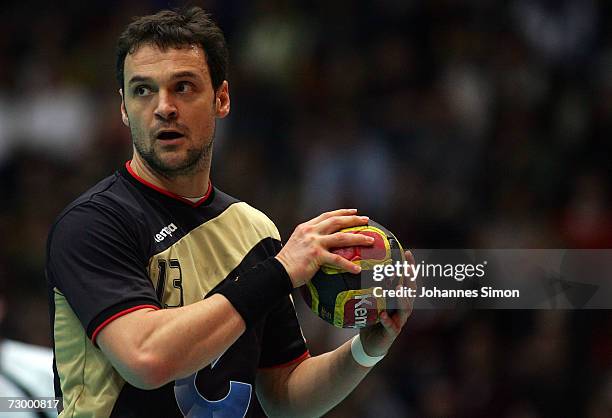 Germany's Markus Baur seen during handball friendly match Germany vs. Egypt, 13 January 2007 in Munich. The match ended 29:30.