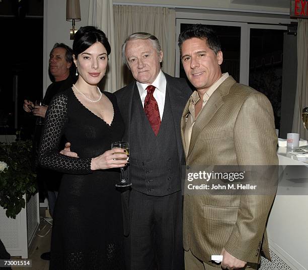 Jaime Murray, Robert Vaughn and Rob Sorcher, Executive Vice President for Programming, Packaging and Production AMC attend the celebration for Robert...