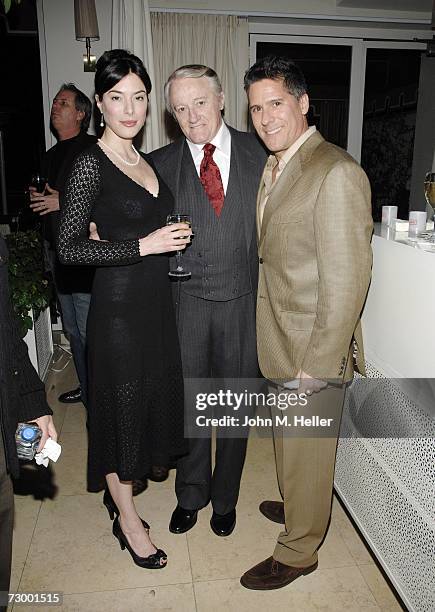 Jaime Murray, Robert Vaughn and Rob Sorcher, Executive Vice President for Programming, Packaging and Production AMC attend the celebration for Robert...