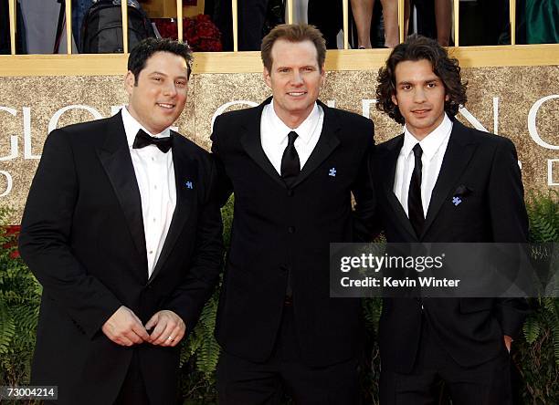 Actors Greg Grunberg, Jacke Coleman, and Santiago Cabrera arrive at the 64th Annual Golden Globe Awards at the Beverly Hilton on January 15, 2007 in...