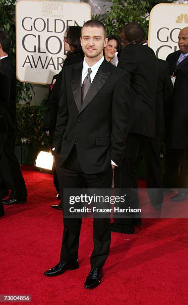 Actor Justin Timberlake arrives at the 64th Annual Golden Globe Awards at the Beverly Hilton on January 15, 2007 in Beverly Hills, California.