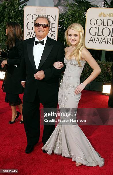 Actor Jack Nicholson and daughter Lorraine Nicholson arrive at the 64th Annual Golden Globe Awards at the Beverly Hilton on January 15, 2007 in...