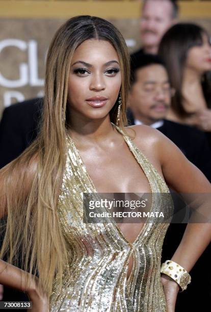 Beverly Hills, UNITED STATES: US singer Beyonce arrives on the red carpet 15 January 2007 for the 64th Annual Golden Globe Awards in Beverly Hills,...