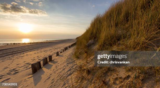 beach at sunset, vlissingen, zeeland, holland - chrisvankan stock pictures, royalty-free photos & images