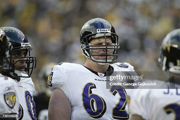 Offensive lineman Mike Flynn of the Baltimore Ravens on the field during a game against the Pittsburgh Steelers at Heinz Field on December 24, 2006...