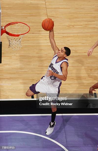Kevin Martin of the Sacramento Kings elevates to the basket for a dunk during a game against The Golden State Warriors at Arco Arena on December 30,...