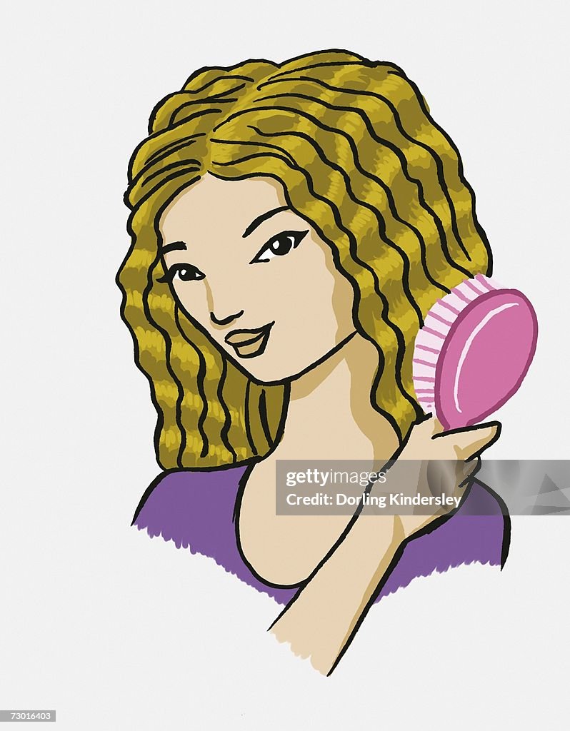 Girl Brushing Her Long Wavy Hair High-Res Vector Graphic - Getty Images