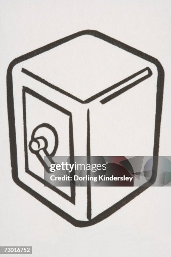 Illustration, box safe, elevated view. Illustration, box safe, elevated view.