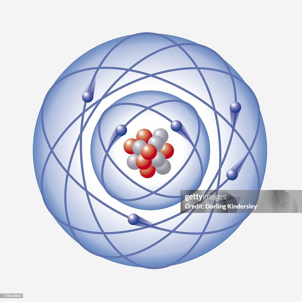Carbon atom, digital illustration.