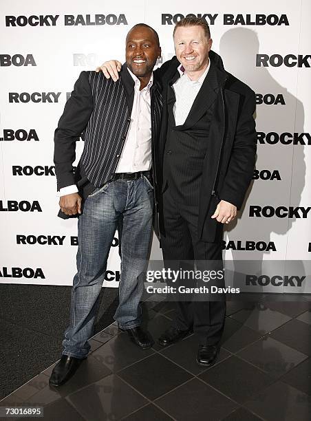 Nigel Benn and Steve Collins arrive for the premiere of 'Rocky Balboa' at the Vue West End on January 16, 2007 in London, England.