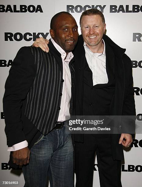 Nigel Benn and Steve Collins arrive for the premiere of 'Rocky Balboa' at the Vue West End on January 16, 2007 in London, England.