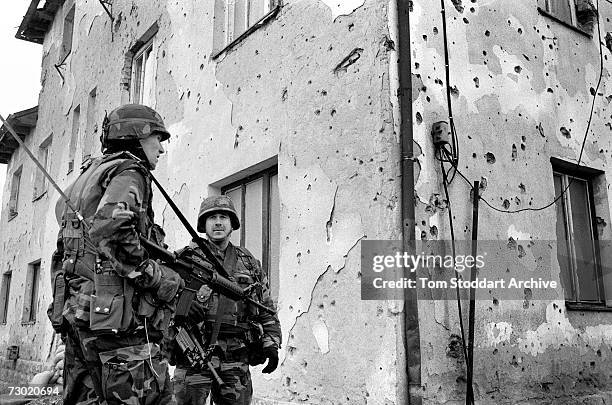 Heavily armed US Special Forces on patrol in Sarajevo after the ceasefire. During the 47 months between the spring of 1992 and February 1996, the...