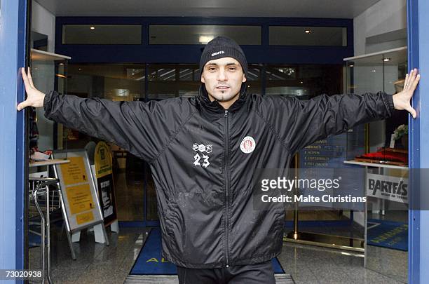 Ahmet Kuru poses in front of the hotel during the FC St. Pauli training camp on January 17, 2007 in Schneverdingen, Germany.