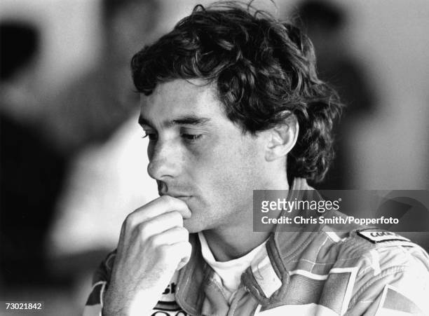 Brazilian racing driver Ayrton Senna , circa 1985.