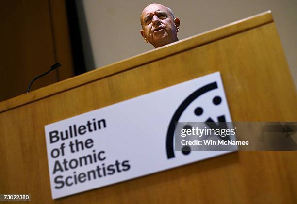 Ambassador Thomas Pickering speaks at a press conference held by the The Bulletin of Atomic Scientists where it was announced that the group is...