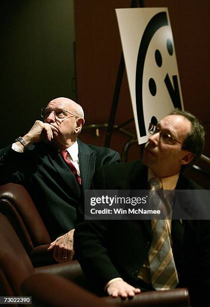 Ambassador Thomas Pickering , and Lawrence Krauss participate in a press conference held by the The Bulletin of Atomic Scientists where it was...