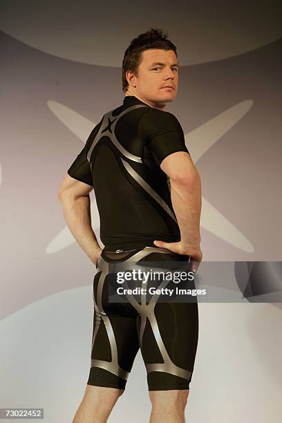 Ireland rugby captain, Brian O'Driscoll models the new adidas techfit at its launch event at the adidas headquarters on January 17, 2007 in...