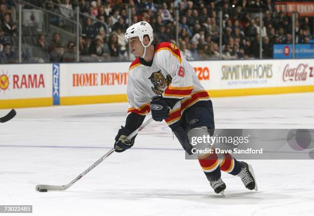 Nathan Horton of the Florida Panthers skates against the Toronto Maple Leafs during their NHL game at the Air Canada Centre on December 19, 2006 in...