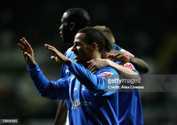 Campbell of Birmingham City celebrates with his team mates after scoring his team's second goal during the FA Cup sponsored by E.ON Third Round...