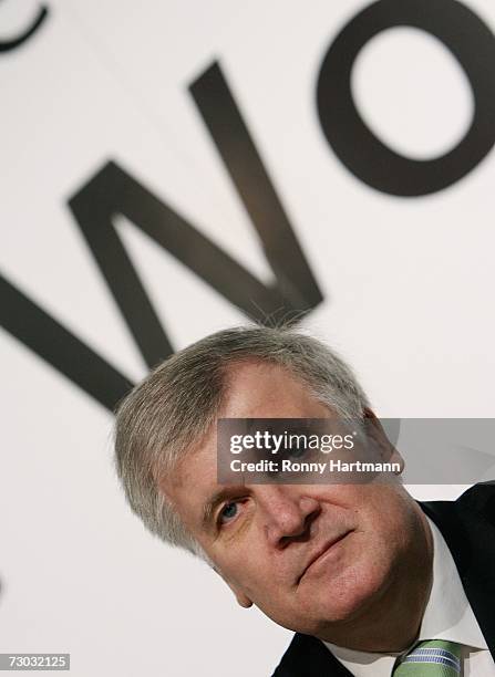 Horst Seehofer, the Christian Social Union Minister of Agriculture and Consumer Protection, addresses a press conference at the 72nd International...