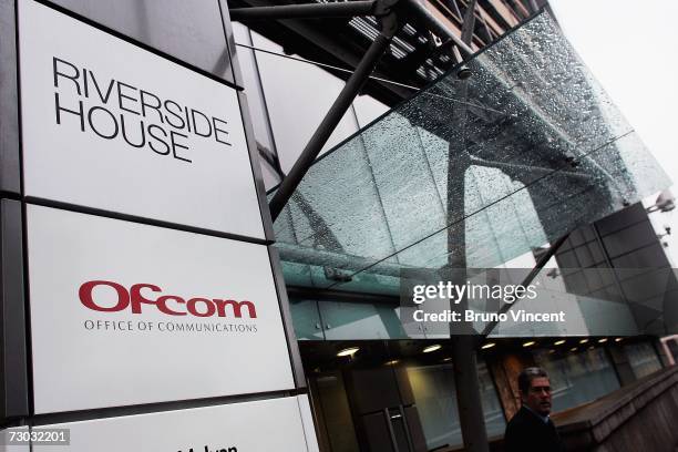 The OFCOM logo on the front of their headquarters on January 18, 2007 in London. Media watchdog Ofcom, who have received over 30,000 complaints over...
