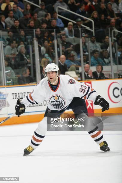 Petr Nedved of the Edmonton Oilers skates during a game against the San Jose Sharks on January 10, 2007 at the HP Pavilion in San Jose, California....